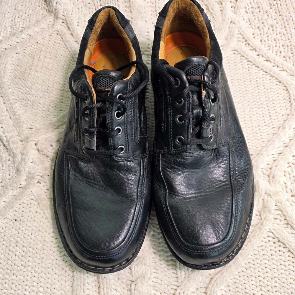 Clarks Unstructured Un.Bend Black Pebbled Leather Lace Up Oxfords Shoes Men 12 M